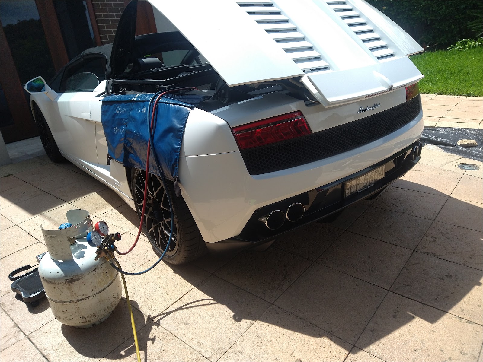 A/C regas on a Lamborghini Gallardo